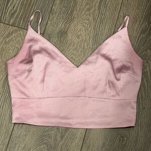 Abercrombie & Fitch Pink Satin Crop Top